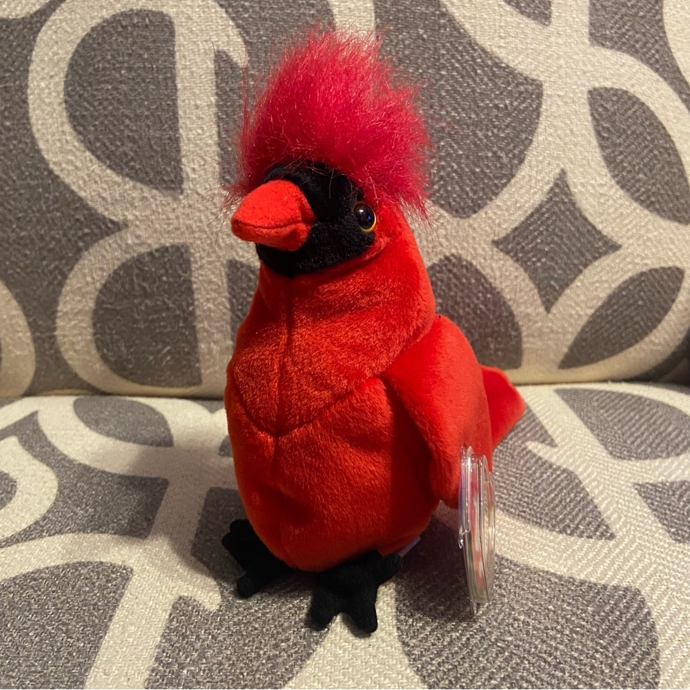 TY Beanie Baby Mac The Cardinal Red Plush Cardinal Bird Stuffed Animal